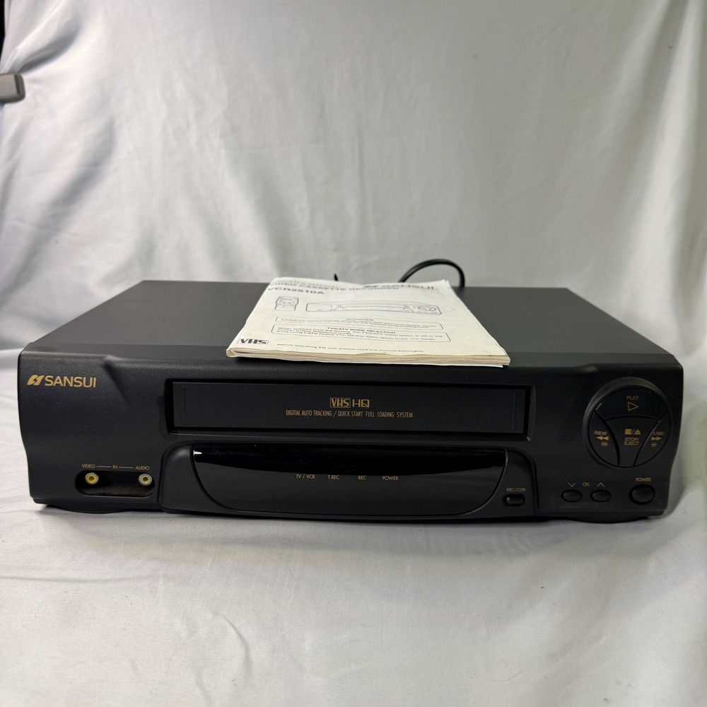 Sansui VCR2510A VHS HQ Video Cassette Recorder Player Black w/ Manual, NO Remote